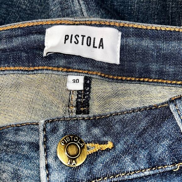 Pistola Arielle Skinny Jeans Size 30 Distressed Scissor‑Cut Raw Hem Dark Wash - Picture 6 of 7
